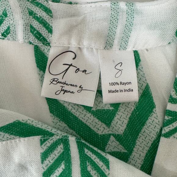 Goa Beachwear by Japna Womens Green Tribal Print Tassel‎ Tie Dress Size Small - Picture 5 of 9